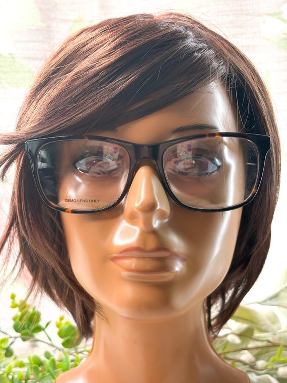 Square Dark Tortoise-Shell Eyeglass Frames: Y2K V… - image 2