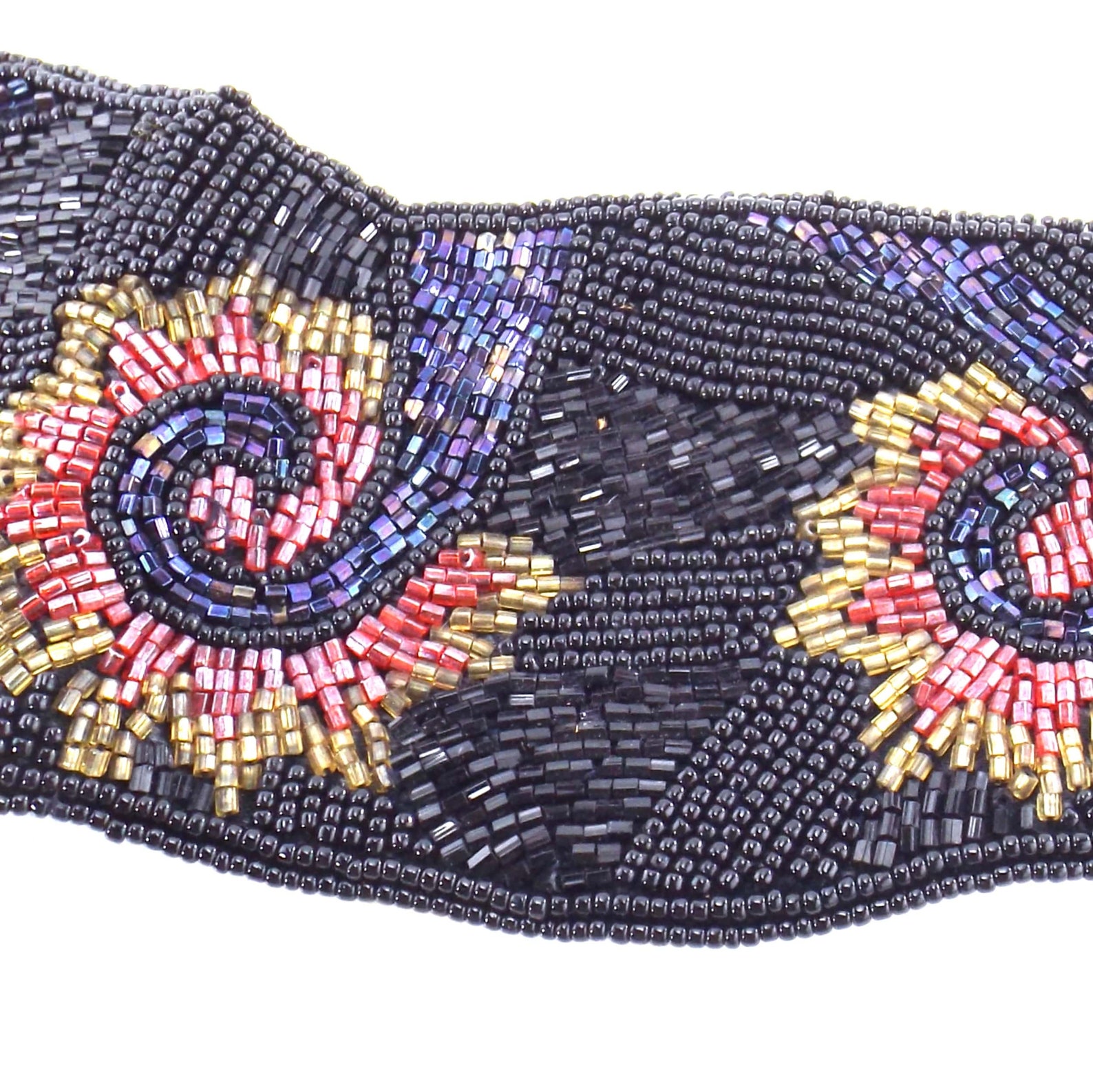 Seed bead embellished belt black satin high waist belt beaded Etsy