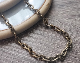 Handmade Bronze Chain-Link Necklace: Chunky Unisex Layered Jewelry