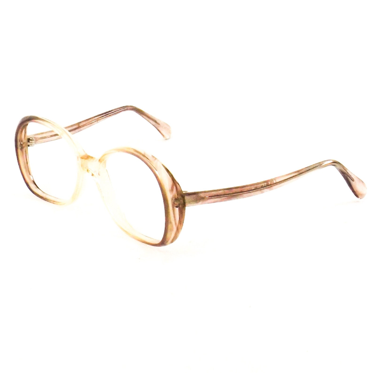 German eyeglasses vintage 70s NOS clear mauve pink round eye Etsy