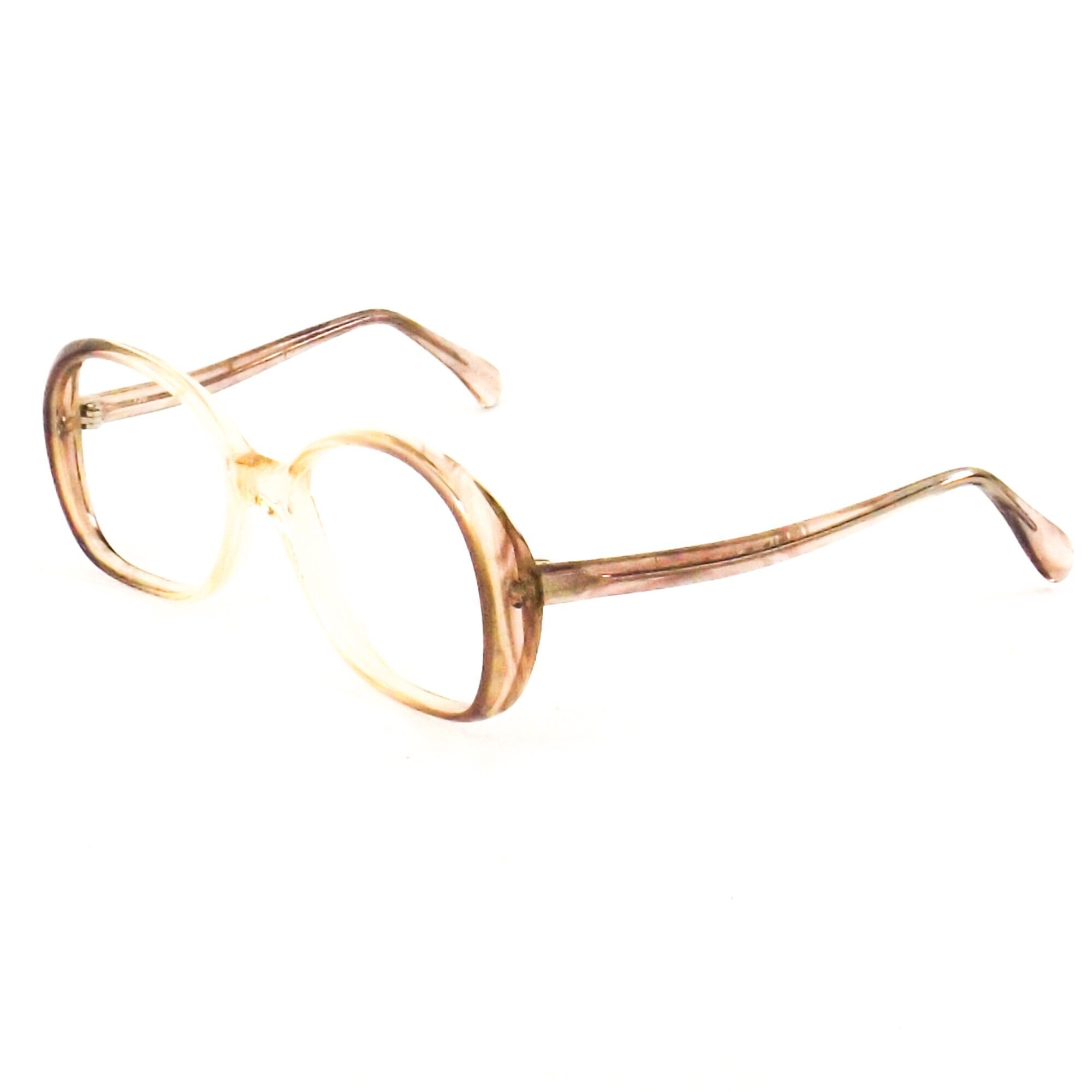 German eyeglasses vintage 70s NOS clear mauve pink round eye Etsy