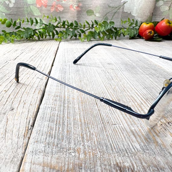 Oval Eyeglass Frames: Matte Metallic Blue Vintage… - image 2
