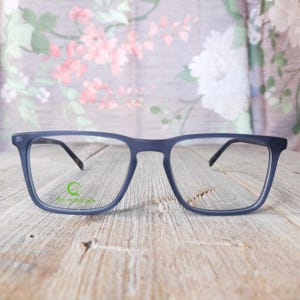 frosted blue glasses frames deadstock vintage fashion accessories square eyeglasses accessory eyeglass eyewear new old stock vintage nos