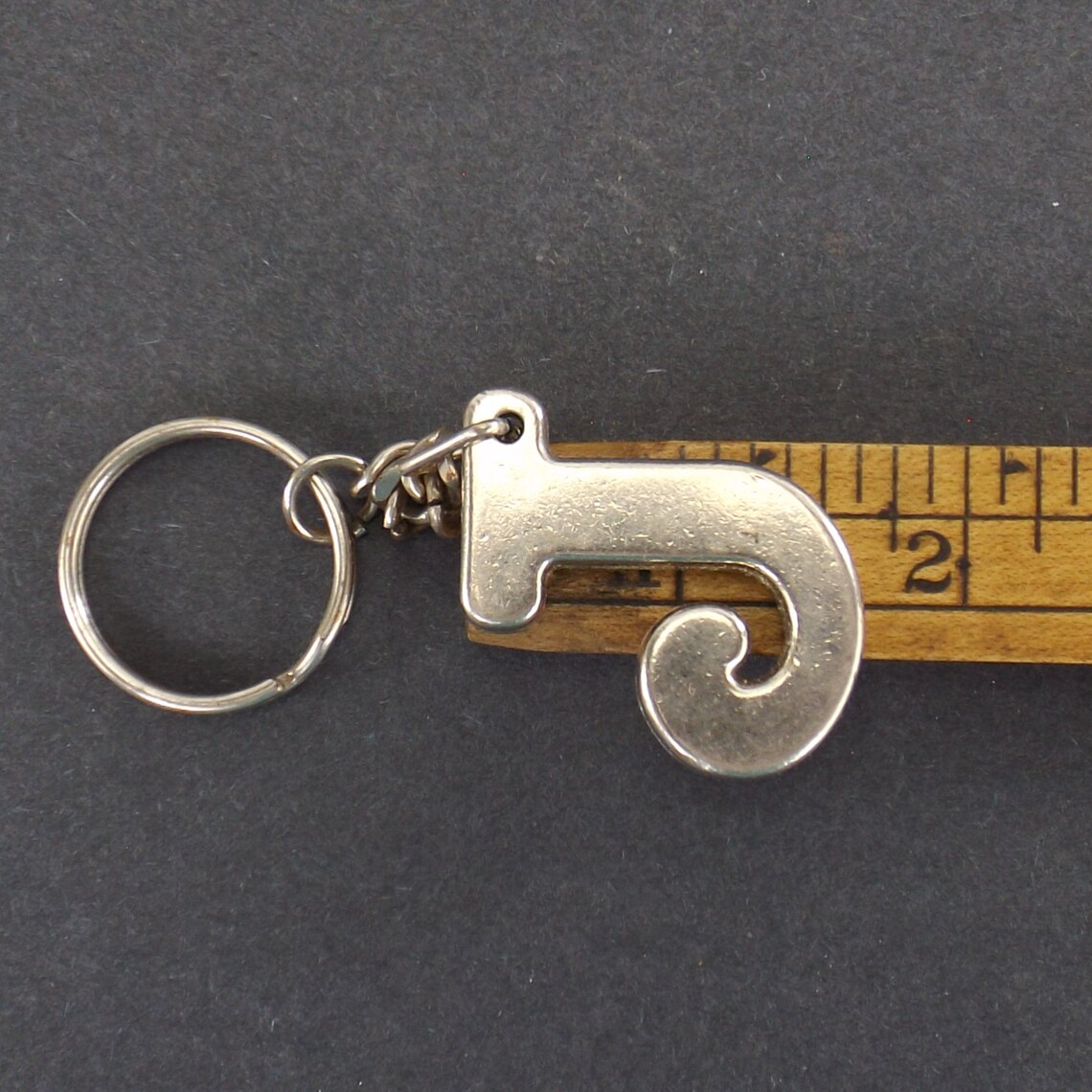 Letter J keychain silvertone metal initial personalized Etsy