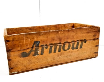 vintage armour meats wood crate star corned beef | wooden shipping box | large storage container | home decor