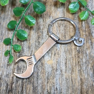 personalized wrench keychain bottle opener keyring silver accessories accessory fashion motorcycle heavy-metal guy gift mechanic handyman