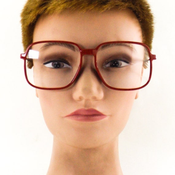 vintage 80s NOS square oversize red amber eyeglas… - image 5