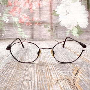 round eyeglass frame only 48[]21/140 glasses women eyewear dark metallic pink eyeglasses deadstock vintage