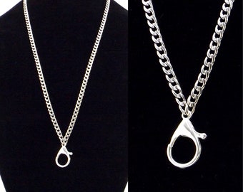 chunky silver chain lanyard necklace | id badge holder lanyard | eyeglass loop | ring holder necklace | cuban link chain | men women