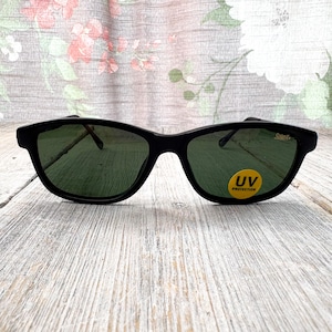 1990s square sunglasses solar-x dark black glass lenses uv protection matte black metal frames