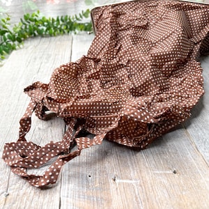 Sac de marché vintage portefeuille fourre-tout de voyage pliant marron/blanc accessoires à pois