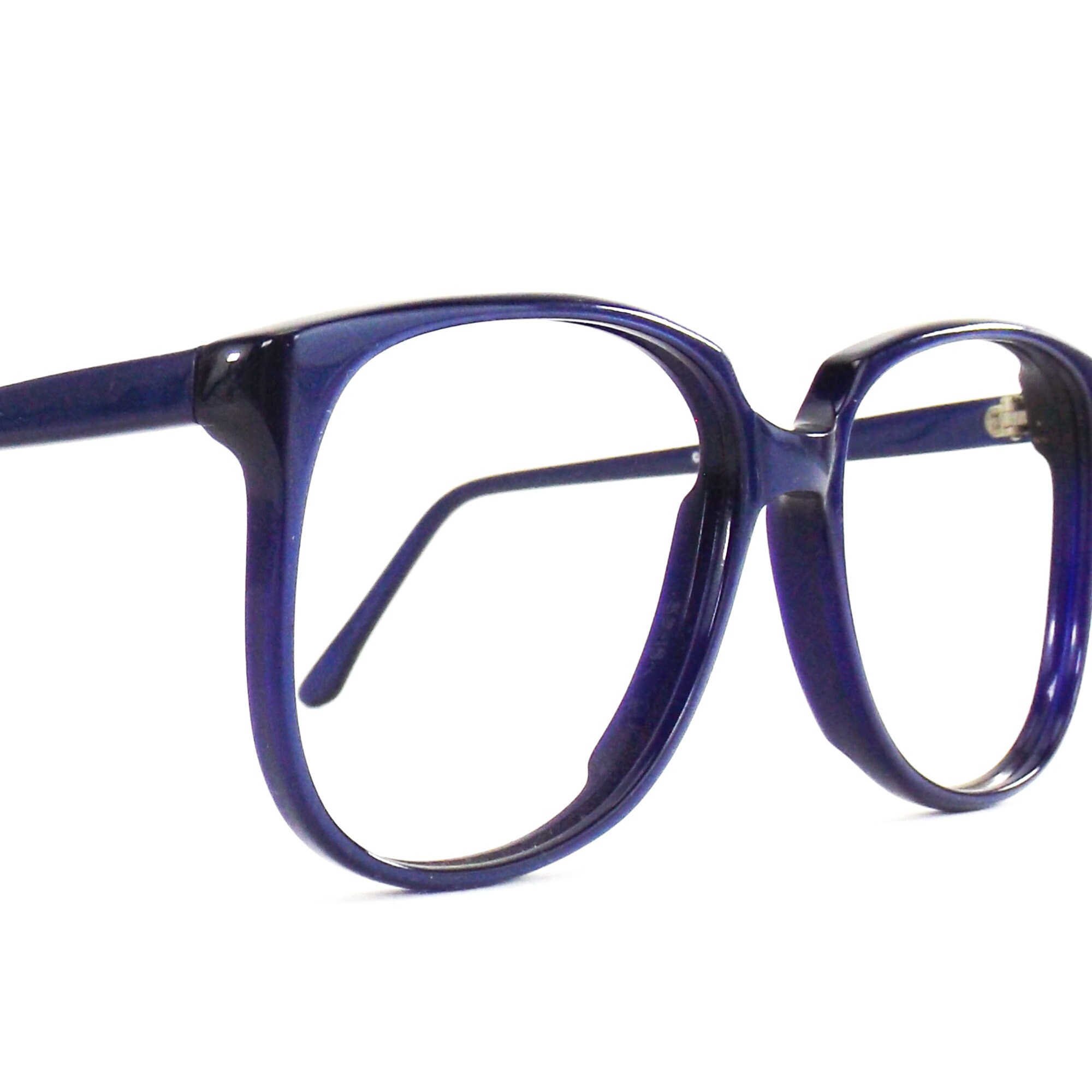 Large round eyeglasses royal blue vintage 80s NOS eye Etsy
