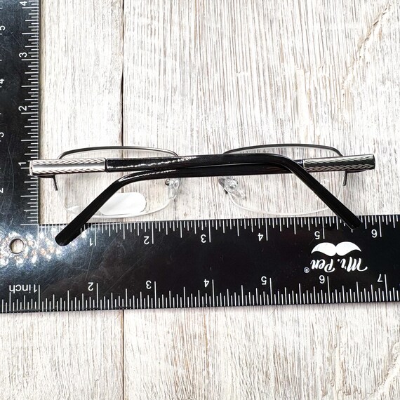 Semi-Rimless Reading Glasses +3.00: Black & Silve… - image 5