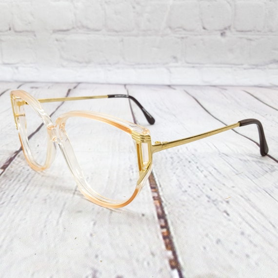 1980s large round eyeglasses clear beige gold vin… - image 3