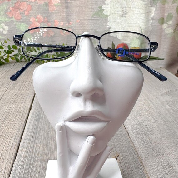 Vintage Black Rectangle Eyeglass Frames: 1990s Me… - image 5