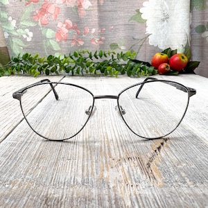 eyeglass frames only 53[]17/140 round pewter eyeglasses unisex/men/women deadstock/vintage/nos glasses 1990s