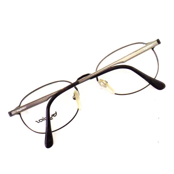 vintage oversized oval eyeglasses pewter grey met… - image 5