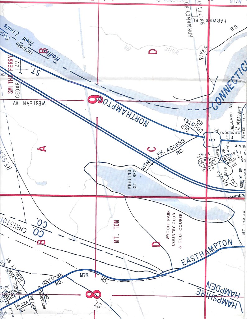 Holyoke Massachusetts map city street map vintage wall Etsy