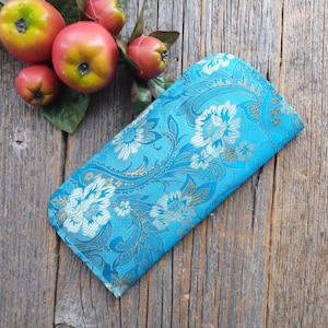 sky blue brocade eyeglasses accessories women/teens/girls/children/kids eyewear eyeglass sunglasses sunglass accessory holder sleeve soft