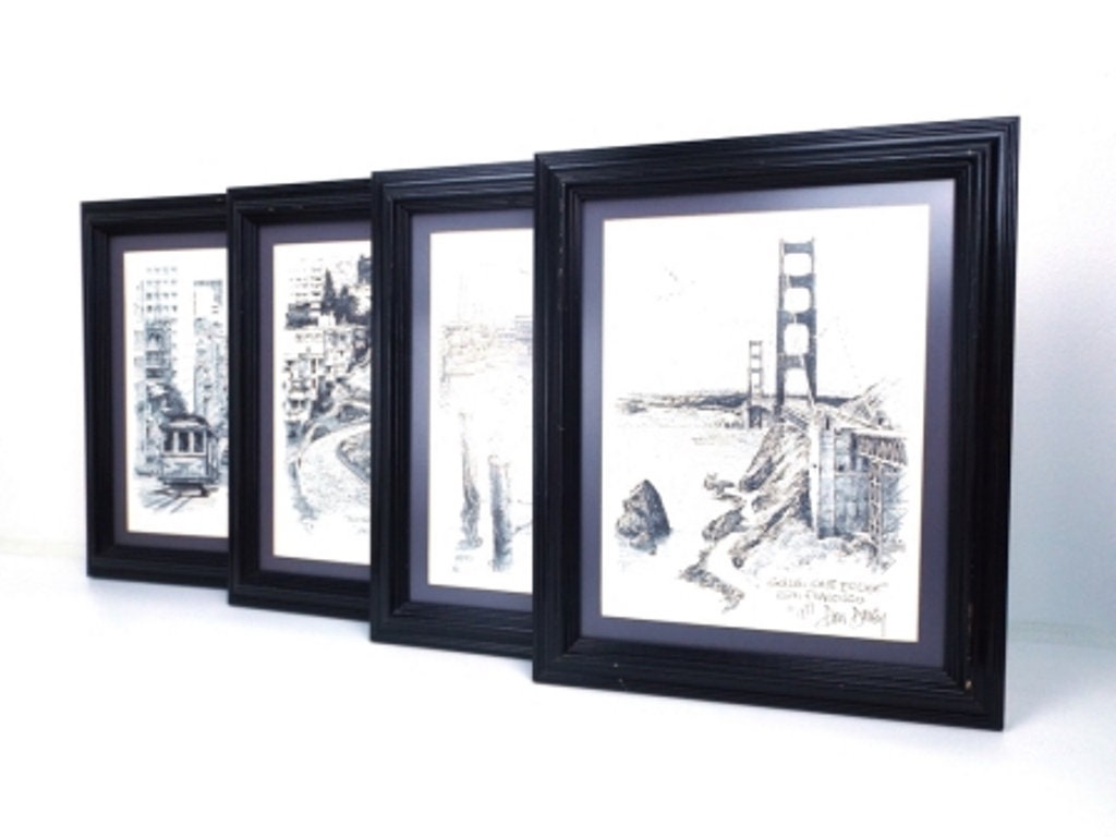 vintage 70s wall art san francisco pencil drawing art print wall ... vintage 70s wall art san francisco pencil drawing art print wall ...