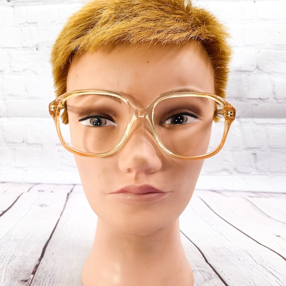 1980s large round petite eyeglasses clear peach v… - image 6