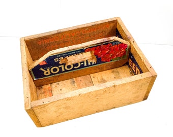 vintage wood crate caddy | wooden caddy storage box | carrier with handle