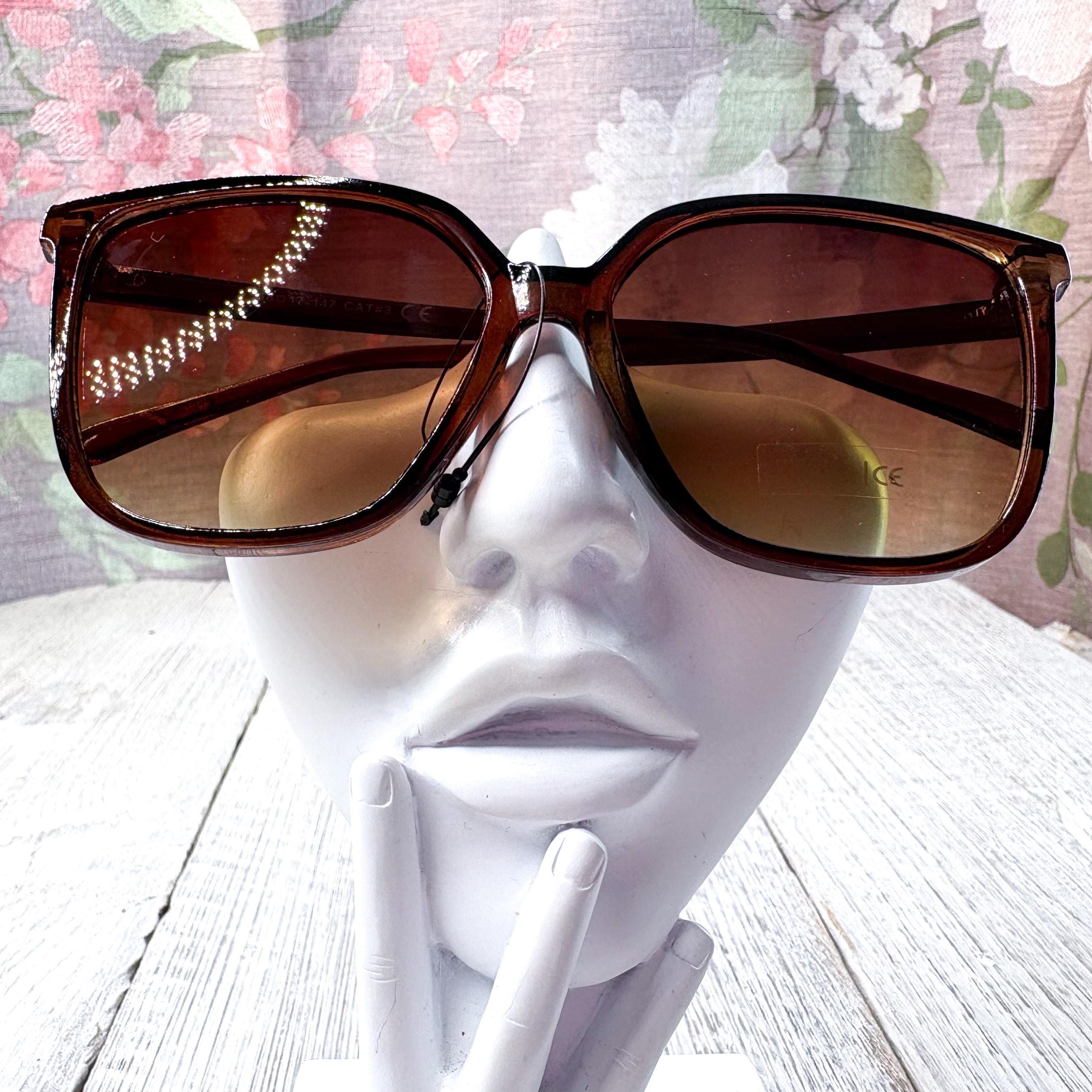64mm Transparent Brown Oversized Rectangular Cateye Sunglasses Hazel Cat-Eye Sunglasses – Transparent Olive & Brown Lens  main image 2