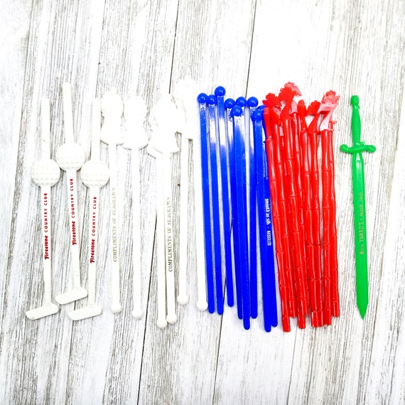 Vintage Drink Stirrers Collection for Drinks Red Plastic Drink Etsy