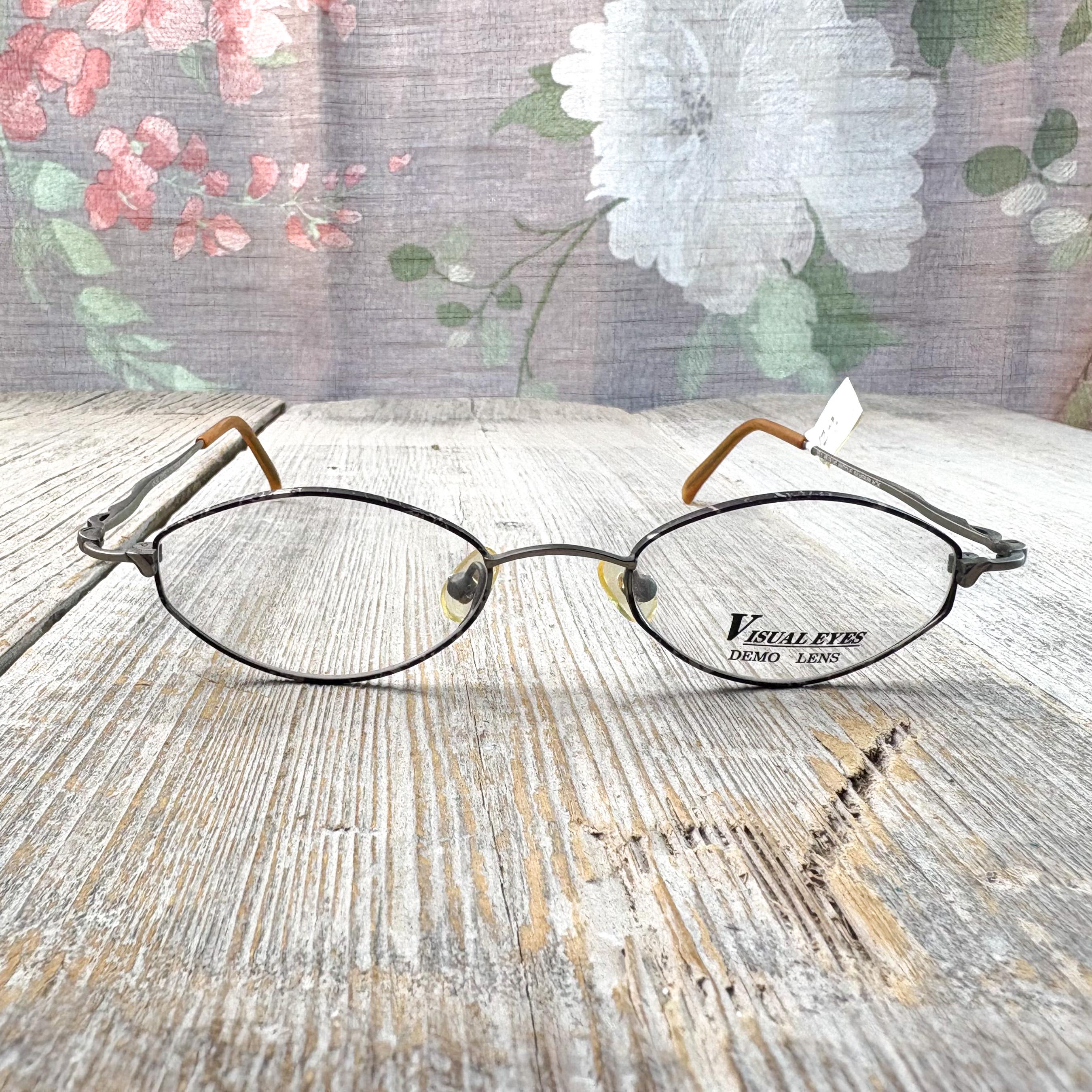 Antique Silver-Tone Oval Eyeglasses w Original Leather Sleeve Granny Glasses VTG Vintage Antique Oval Granny Glasses Chicago Optometrist Case  main image 2