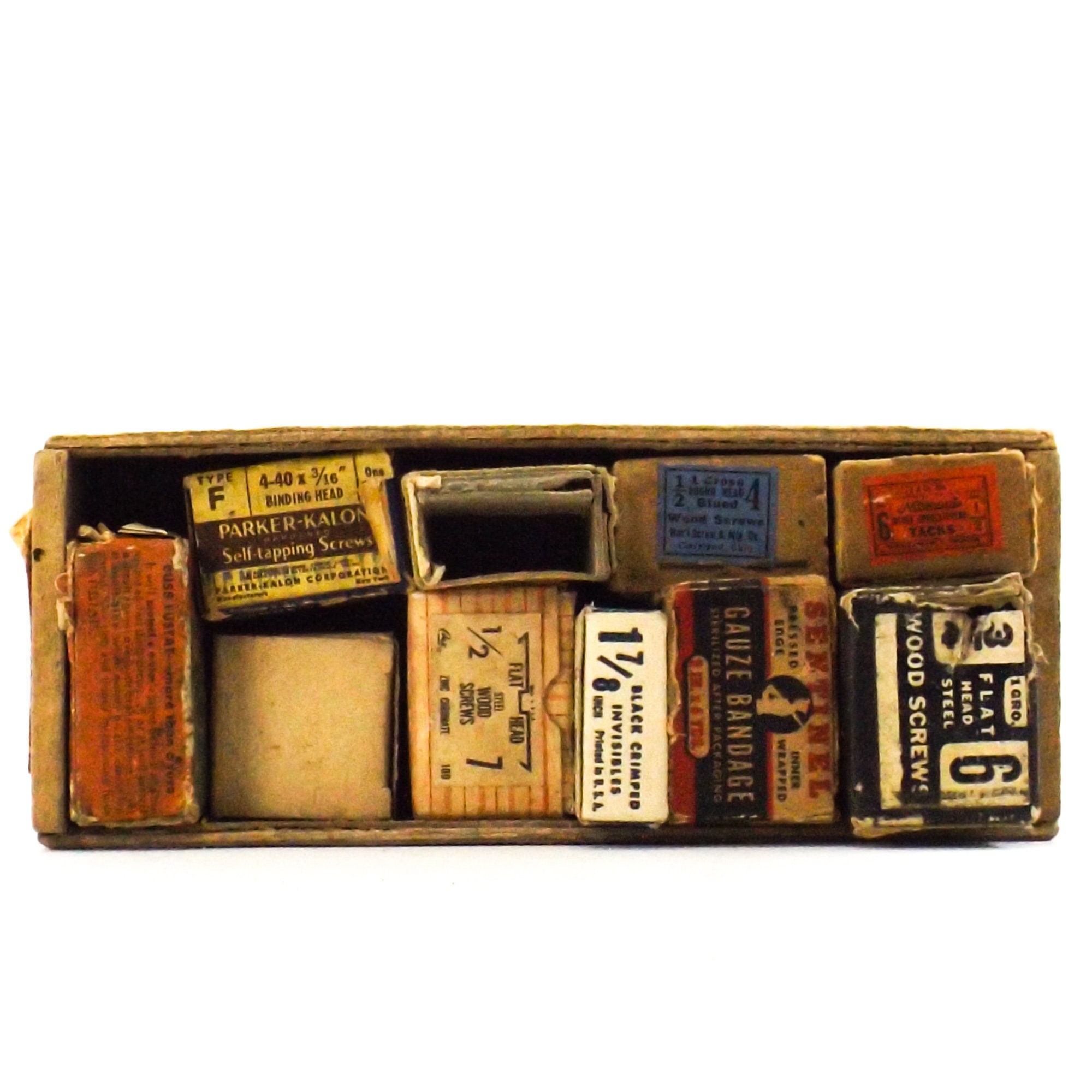 Old vintage box of 10 cardboard hardware boxes nails Etsy