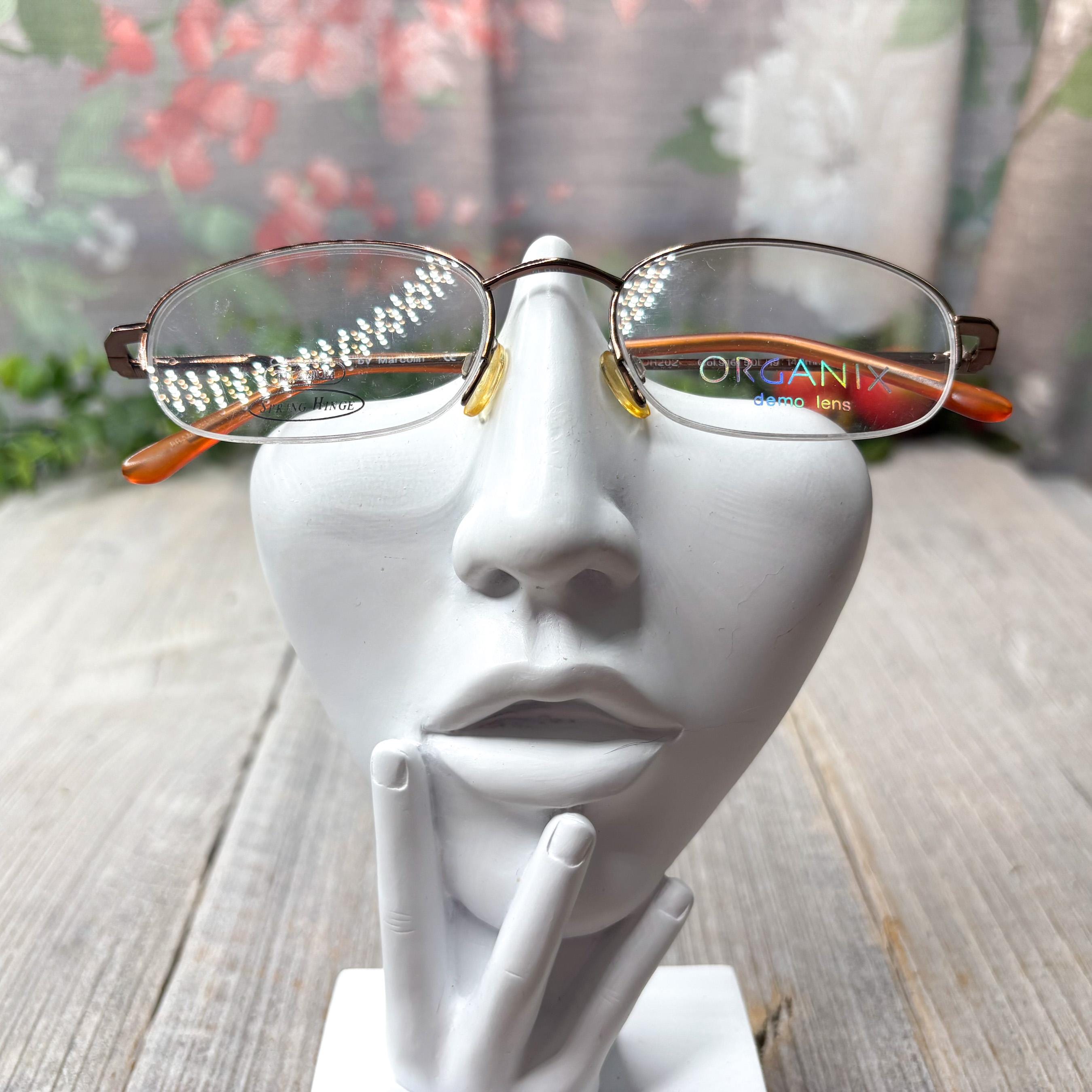 ヴィンテージブロンズセミリムレス長方形眼鏡フレーム - Etsy 日本