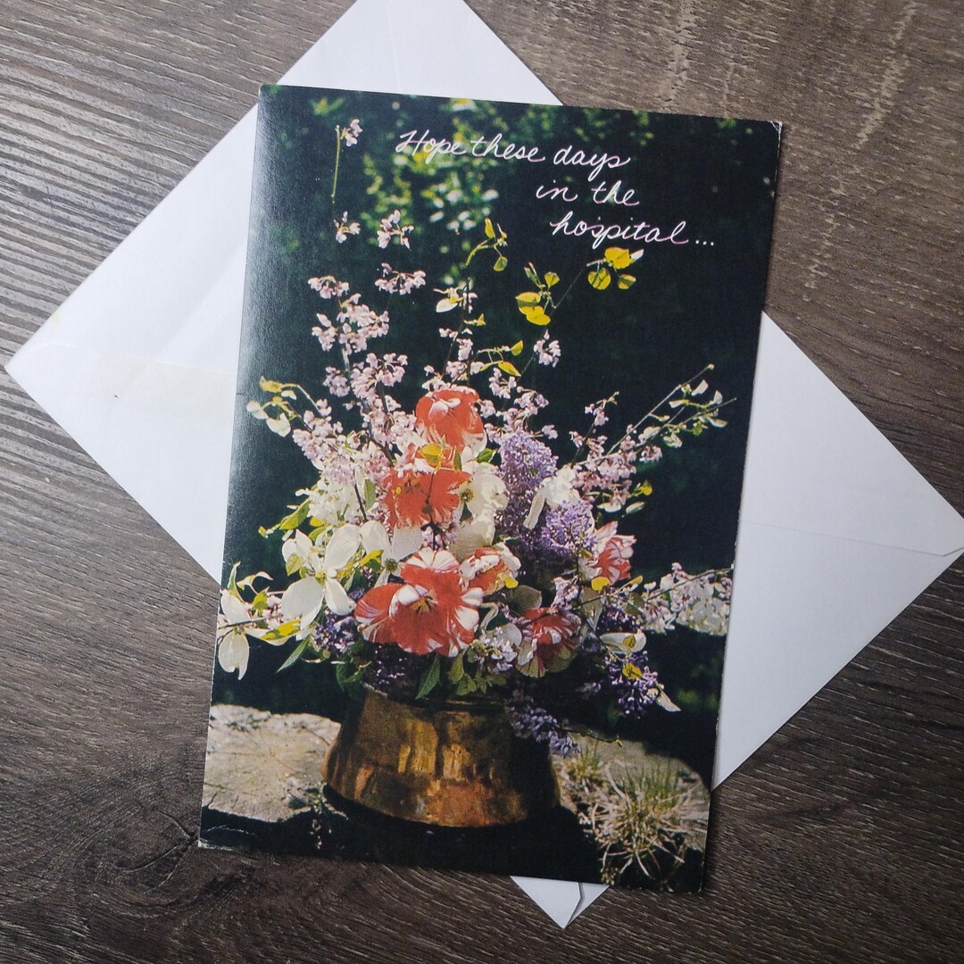 Vintage Get Well Soon Card: Flower Bouquet Greeting Card - Etsy