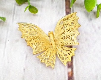 vintage gold filigree butterfly brooch