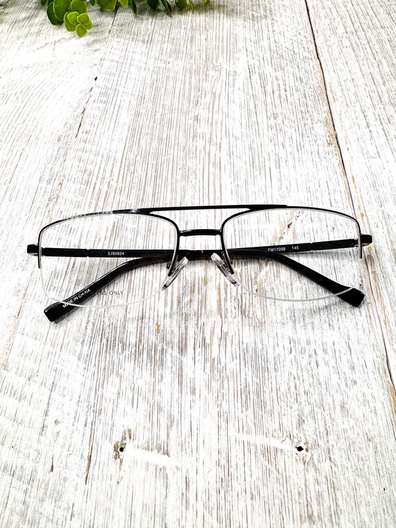 Black Rectangular Semi-Rimless Aviator Eyeglass F… - image 6