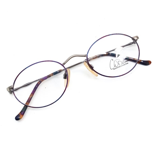 90s glasses vintage eyeglasses | round/oval eyeglass frames | multi purple rimmed frame, cw bliss, cottagecore, academia