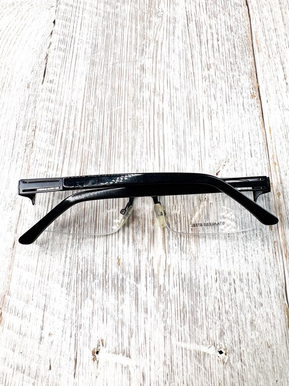 Black Rectangular Semi-Rimless Eyeglasses: 54[]17… - image 5