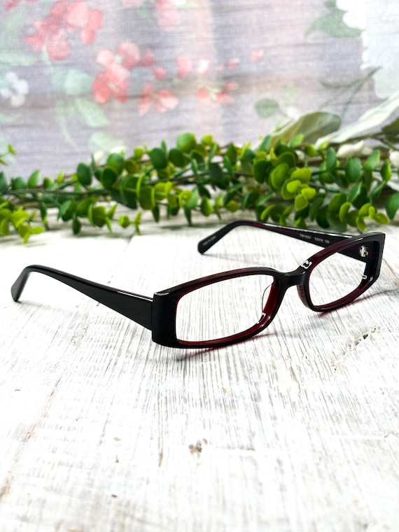 Rectangular Brown Eyeglasses: Vintage Eyeglasses … - image 1