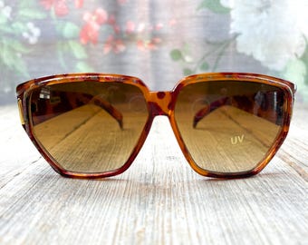 Gafas de sol extragrandes de parte superior plana, lentes marrones, protección UV, montura de plástico carey, accesorios para mujer