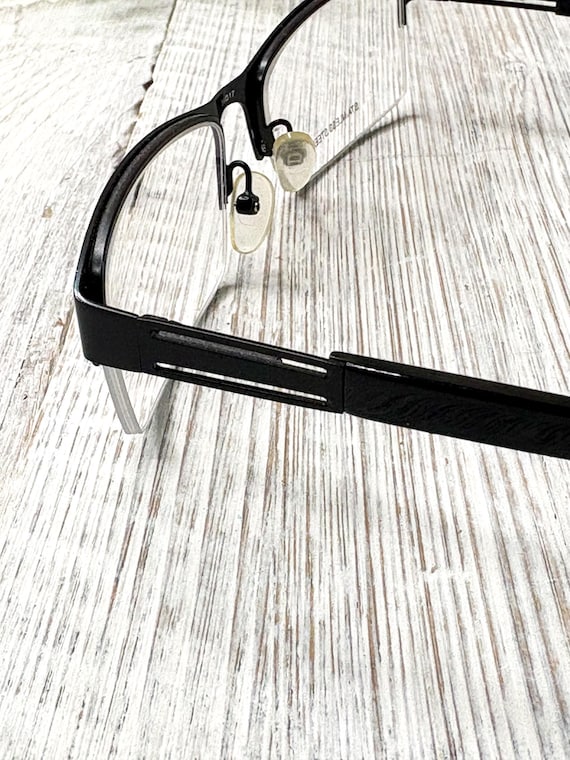 Black Rectangular Semi-Rimless Eyeglasses: 54[]17… - image 4