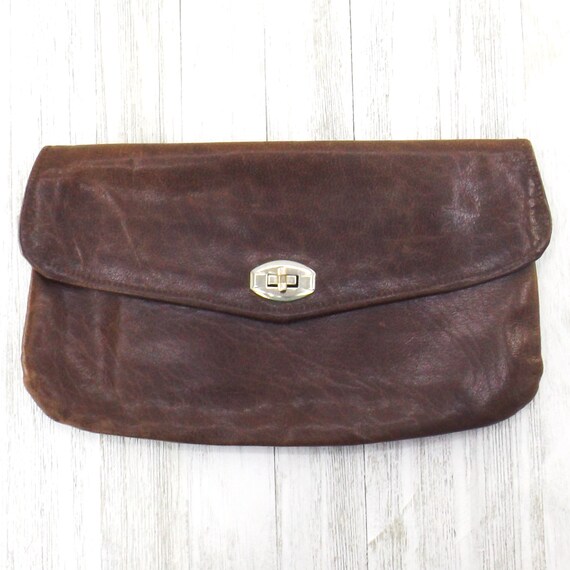 Dark Brown Convertible Crossbody Clutch Bag