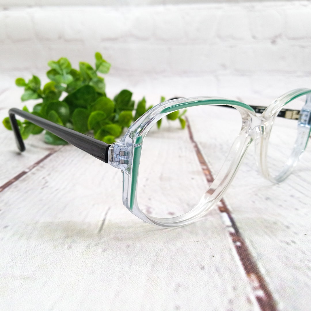 1980s Large Oval Eyeglasses Blue Black Vintage Eye Glasses Etsy