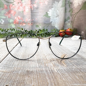 black gold eyeglass frames only 40[]15/145 eyeglasses big round metal glasses unisex/men/women fashion accessories nos/vintage/deadstock 90s