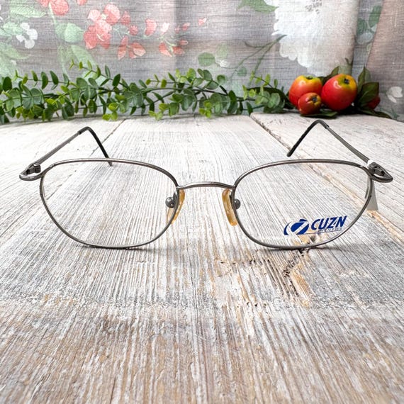 Matte Silver Rectangle Eyeglass Frames: 1990s Vin… - image 1