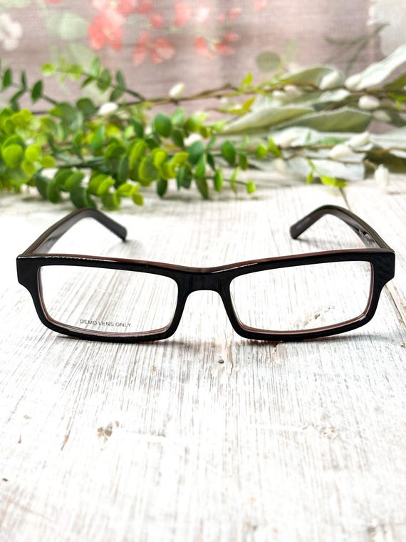 Black/Brown Big Rectangular Eyeglass Frames: 53[]… - image 3