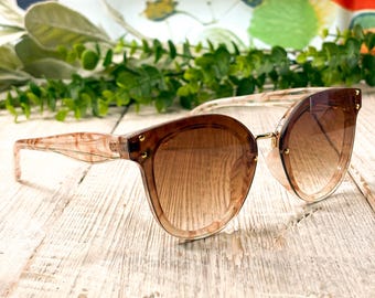 Vintage Y2K Fendi Oval Sunglasses SMALL NARROW Fit FF Logo Brown