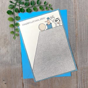 Cartão de felicitações de formatura para estudantes de pós-graduação alcançando seus objetivos, engraçado/humorado/fofo para ele/ela/homens/mulheres/amigos/parentes/filhos/filha
