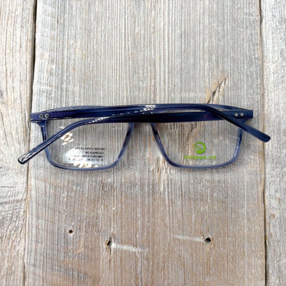 Clear Blue Square Eyeglasses Frames: 1990s Vintag… - image 6