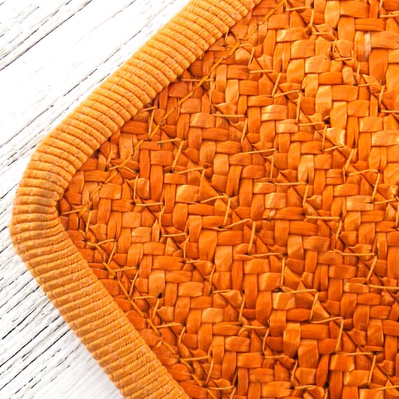 vintage italian envelope purse | orange straw pur… - image 9