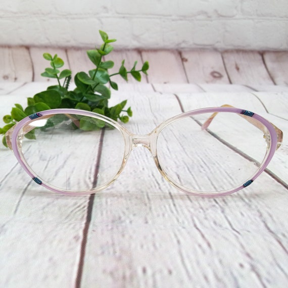 1980s large oval eyeglasses lavender pearl/blue v… - image 3