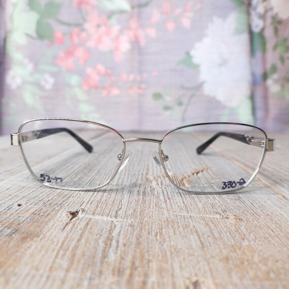 Silver & Purple Square Eyeglass Frames - Vintage … - image 1